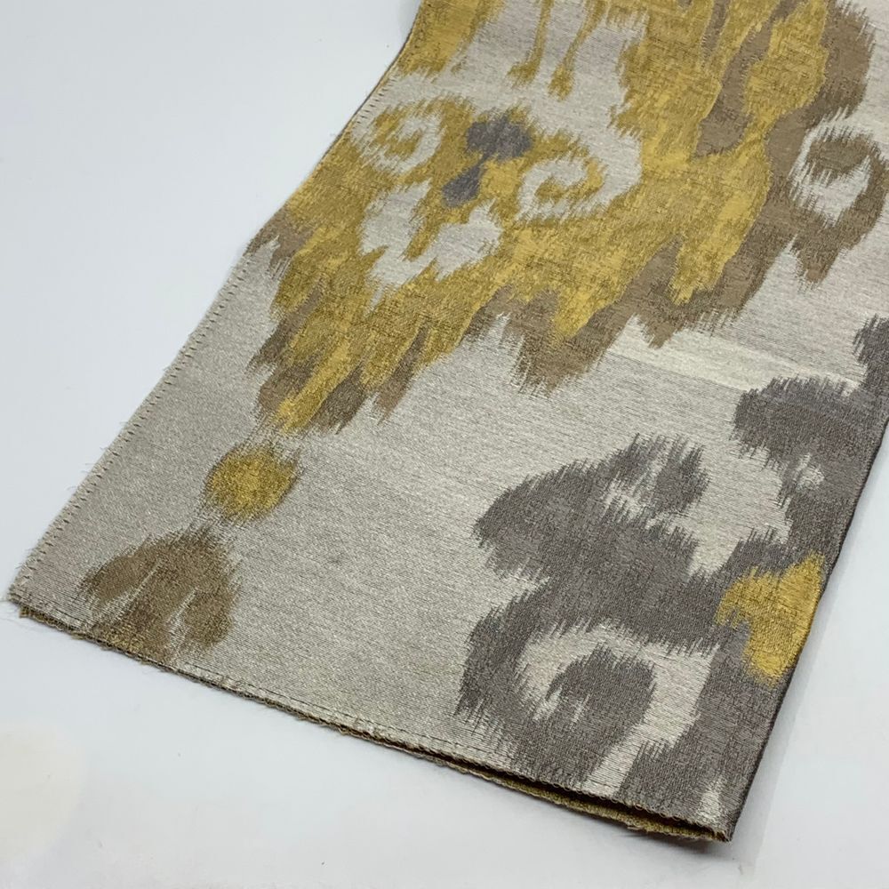 Kravet Exotic Travel Silver Gold Gray Polyester/Silk Blend Fabric Sample/Remnant